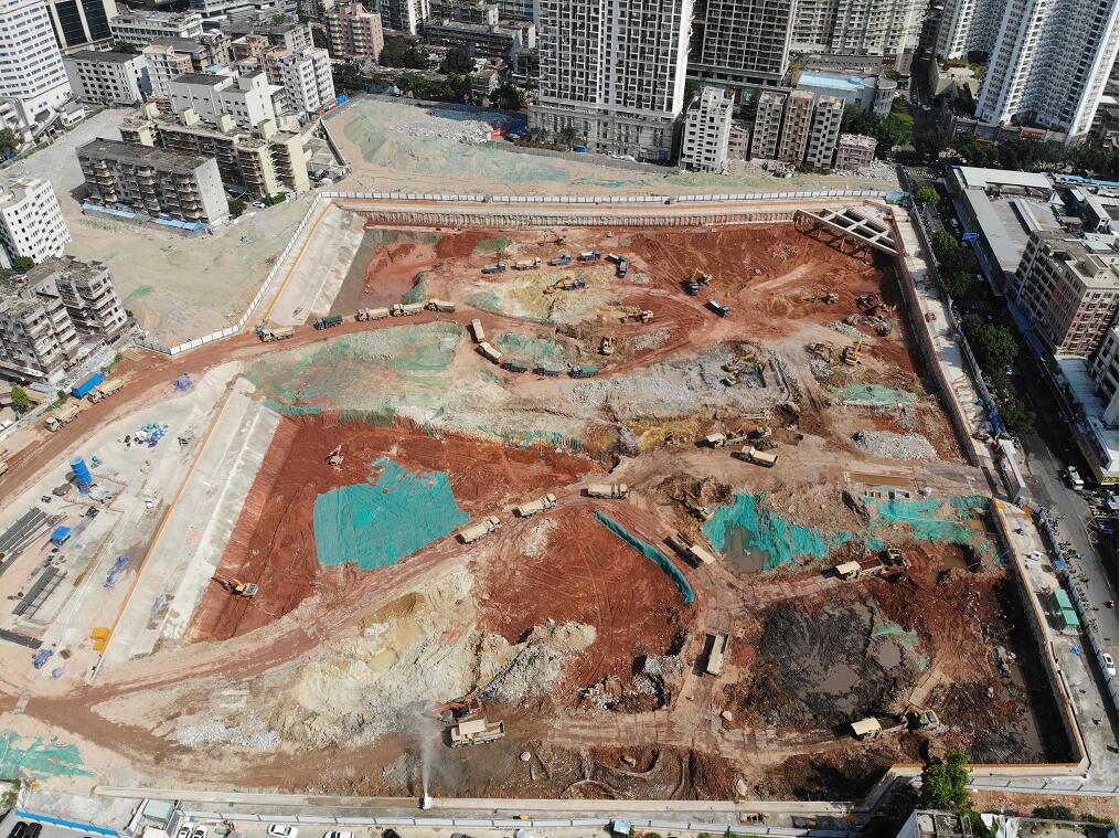 深圳湖贝 A1、A2 地块项目基坑支护工程2021年6月11日前施工现场